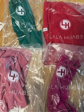 LALA HIJABS Colorful 
 Hijab under caps  Bundle - Green, Red, Rose, Magenta